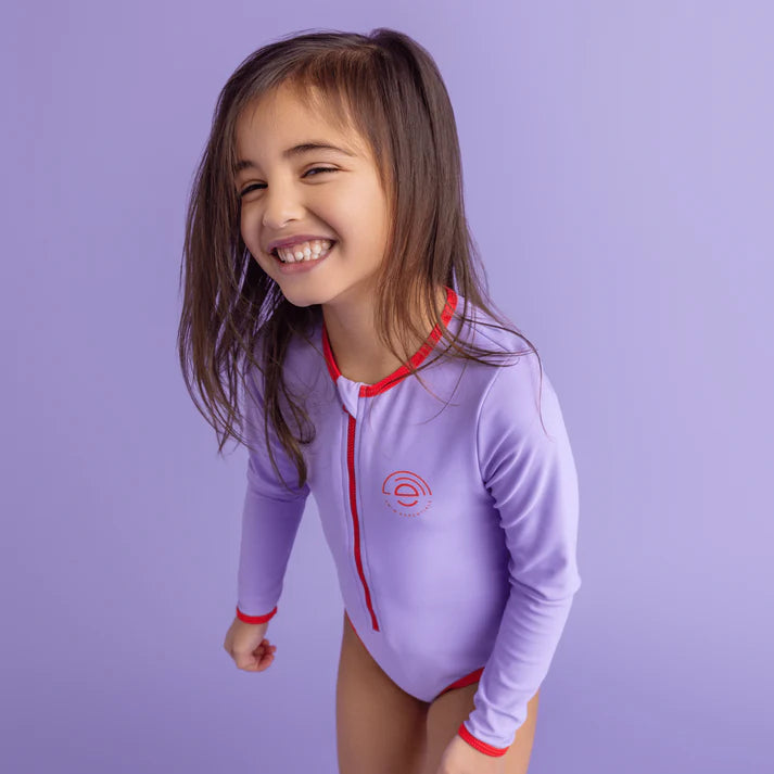 UV Badpak Meisjes Met Lange Mouwen - Paars - Pure Tones