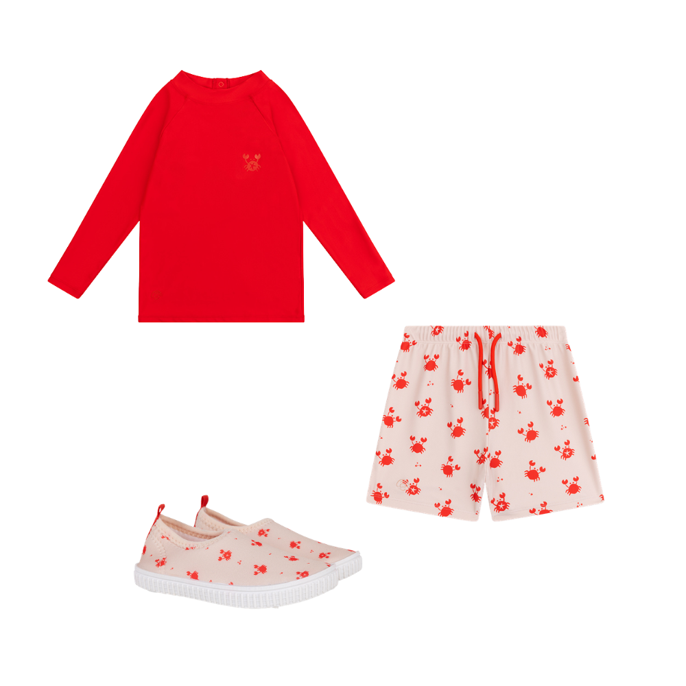 Bundel Zwemkleding - Rood/Beige - Crabby