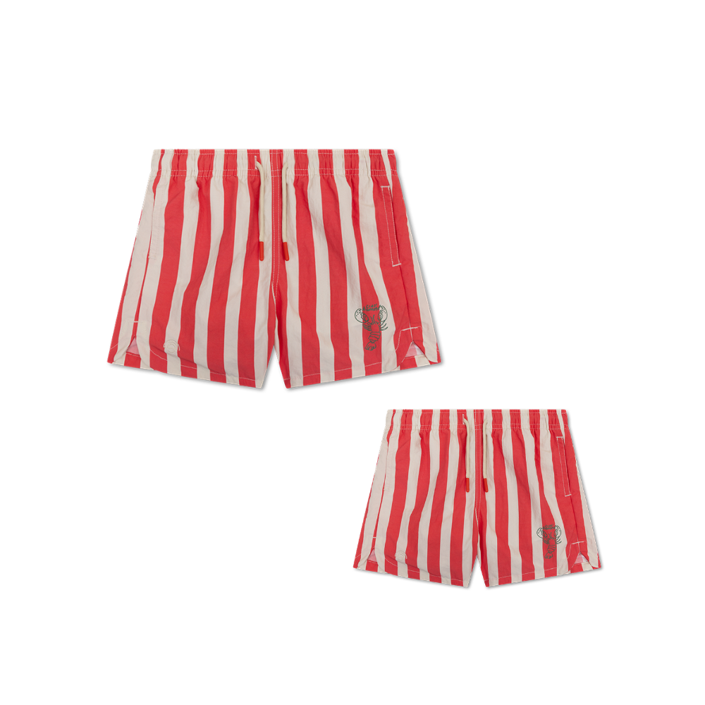 Familiebundel Zwemkleding - Beige/Rood - Lobster Stripe