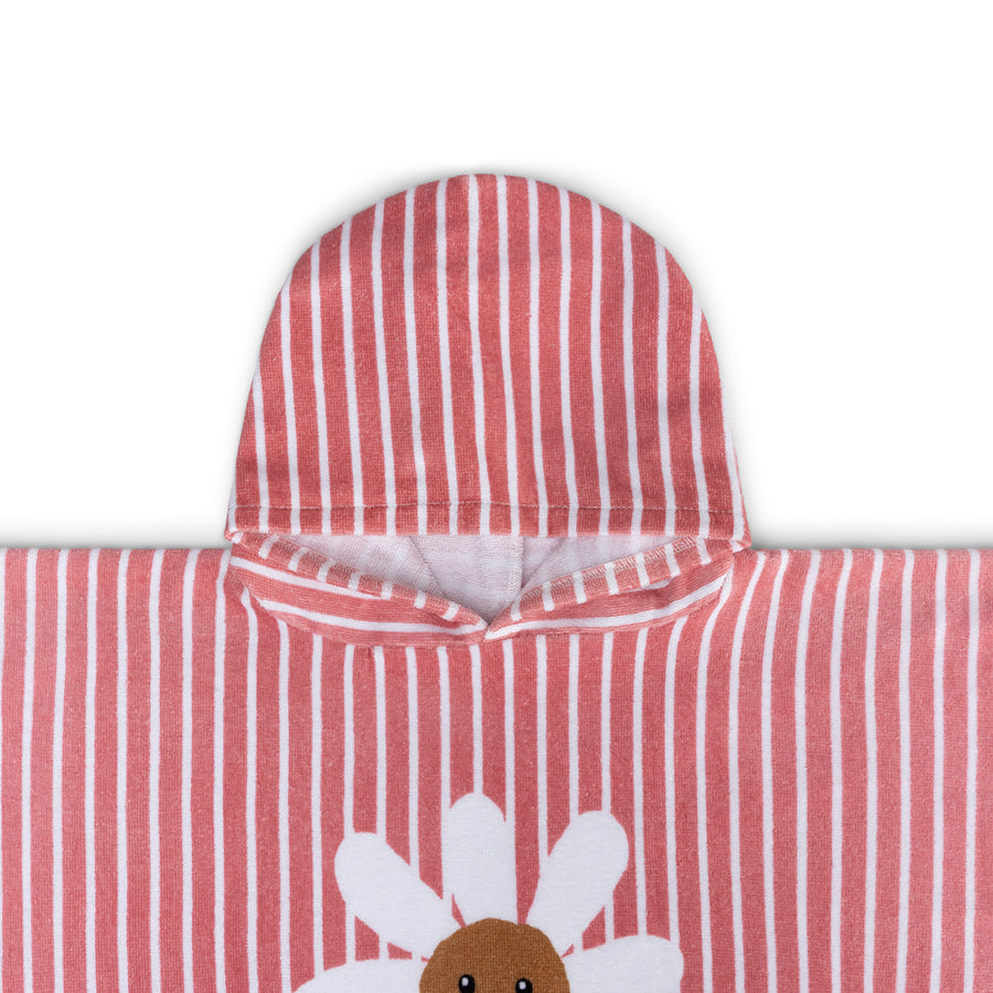 Strandponcho - Rood/Wit - Daisy Flower - 65 x 65 cm