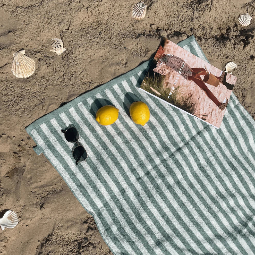 Strandlaken Katoen - Groen - Resort Stripe - 135 x 65 cm