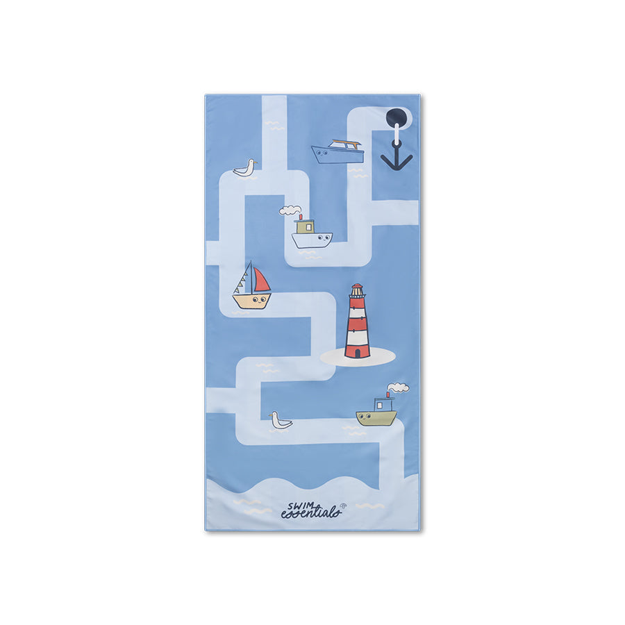 Strandlaken Microvezel - Blauw - Seas The Day - 135 x 65 cm