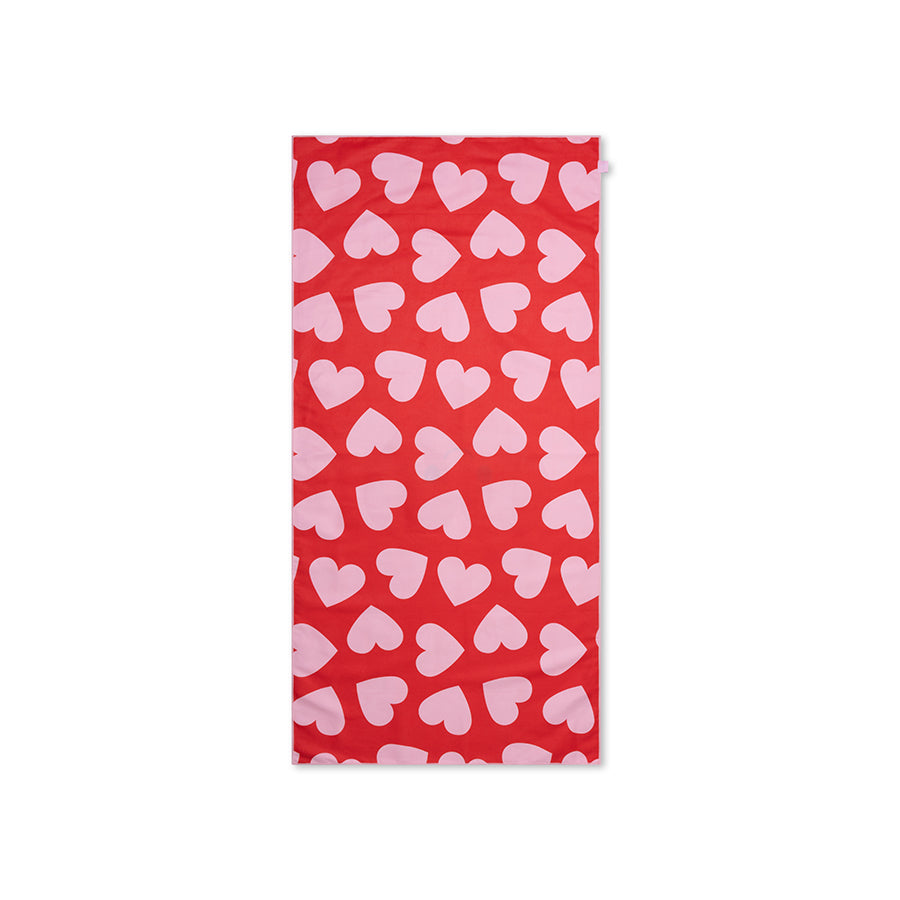 Strandlaken Microvezel - Rood - Hearts - 135 x 65 cm
