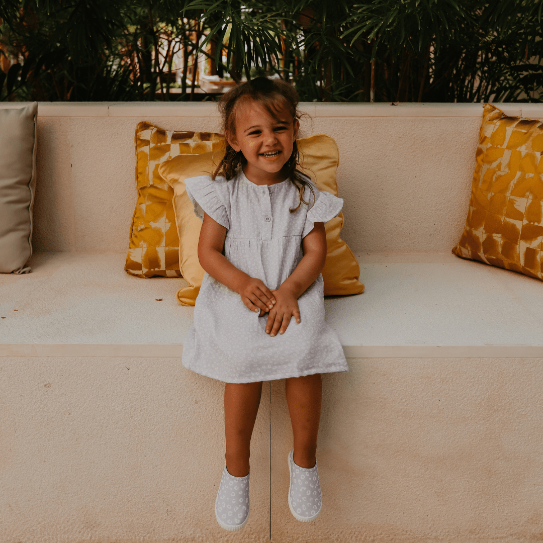 Strandset Meisjes Jurkje - Muslin - Lila - Leopard