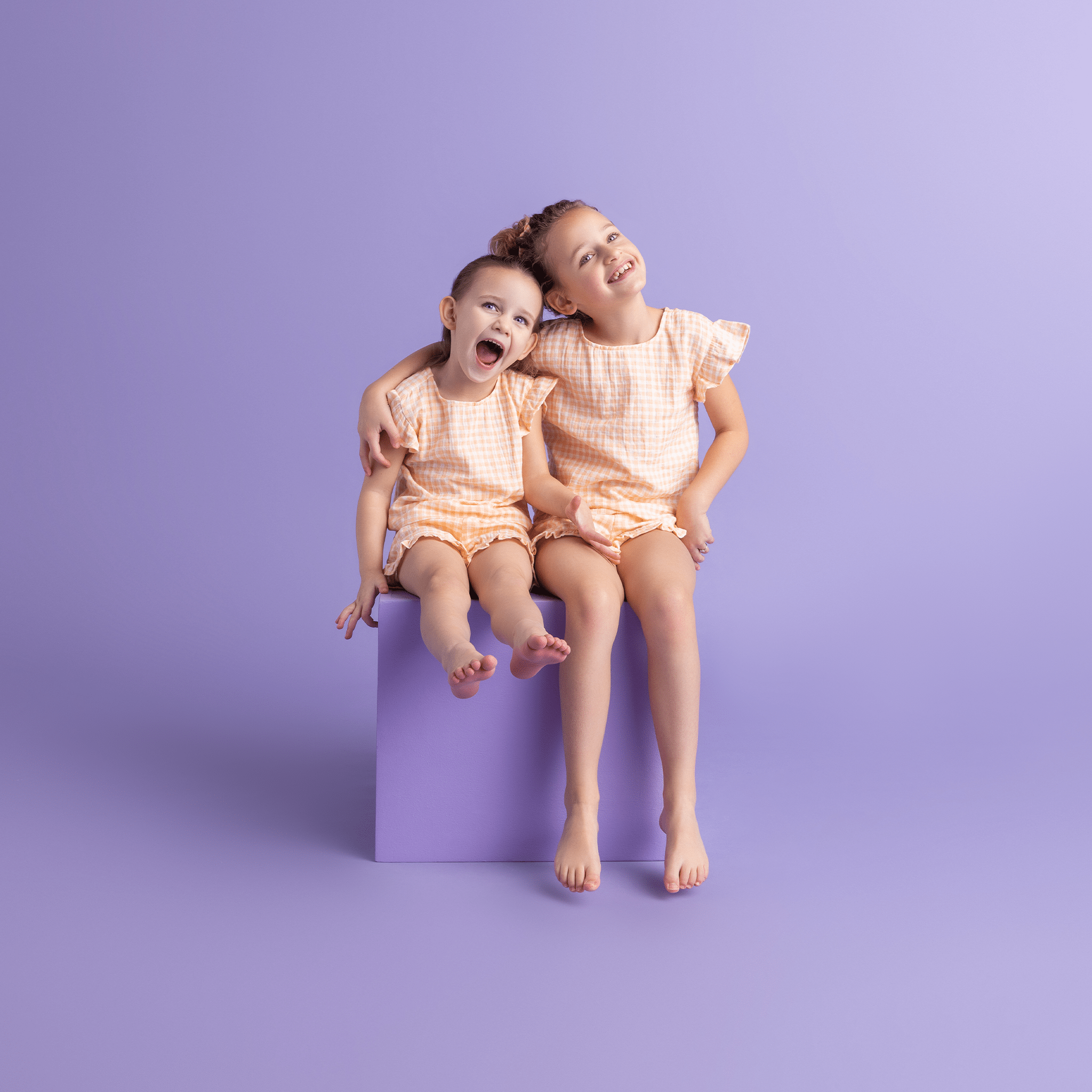 Meisjes Strandjurk - Muslin - Oranje/Wit - Sunset Grid