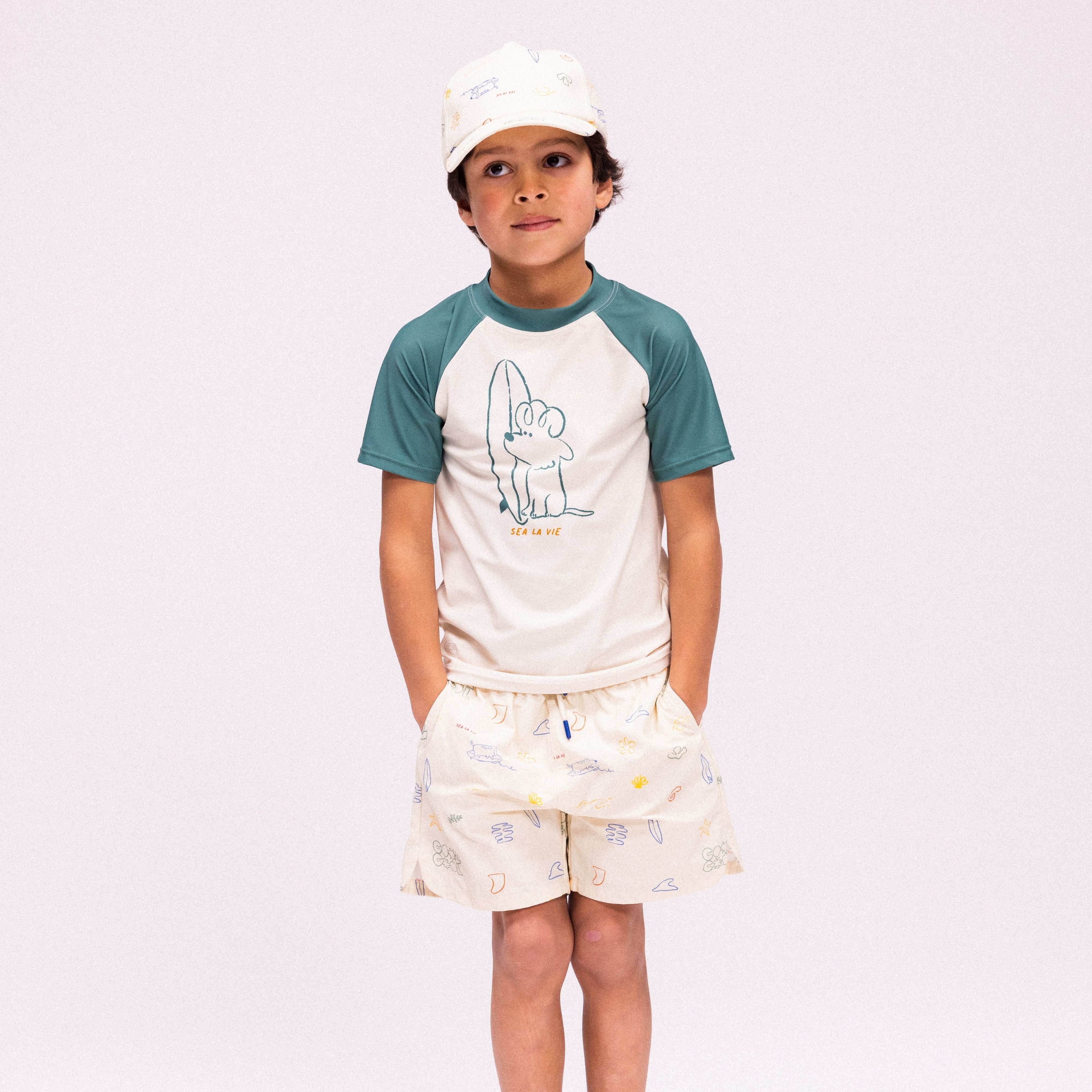 Zwemshirt Met Korte Mouwen - Groen - Surfer