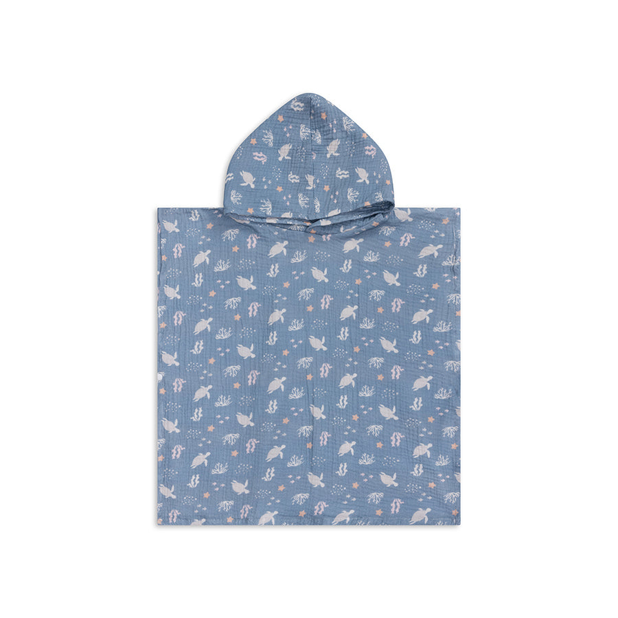 Coral Bliss | Blauwe Hydrofiele Strandponcho 50 x 50 cm