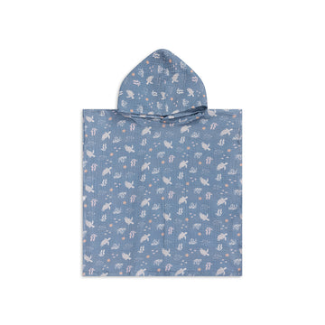 Coral Bliss | Blauwe Hydrofiele Strandponcho 50 x 50 cm