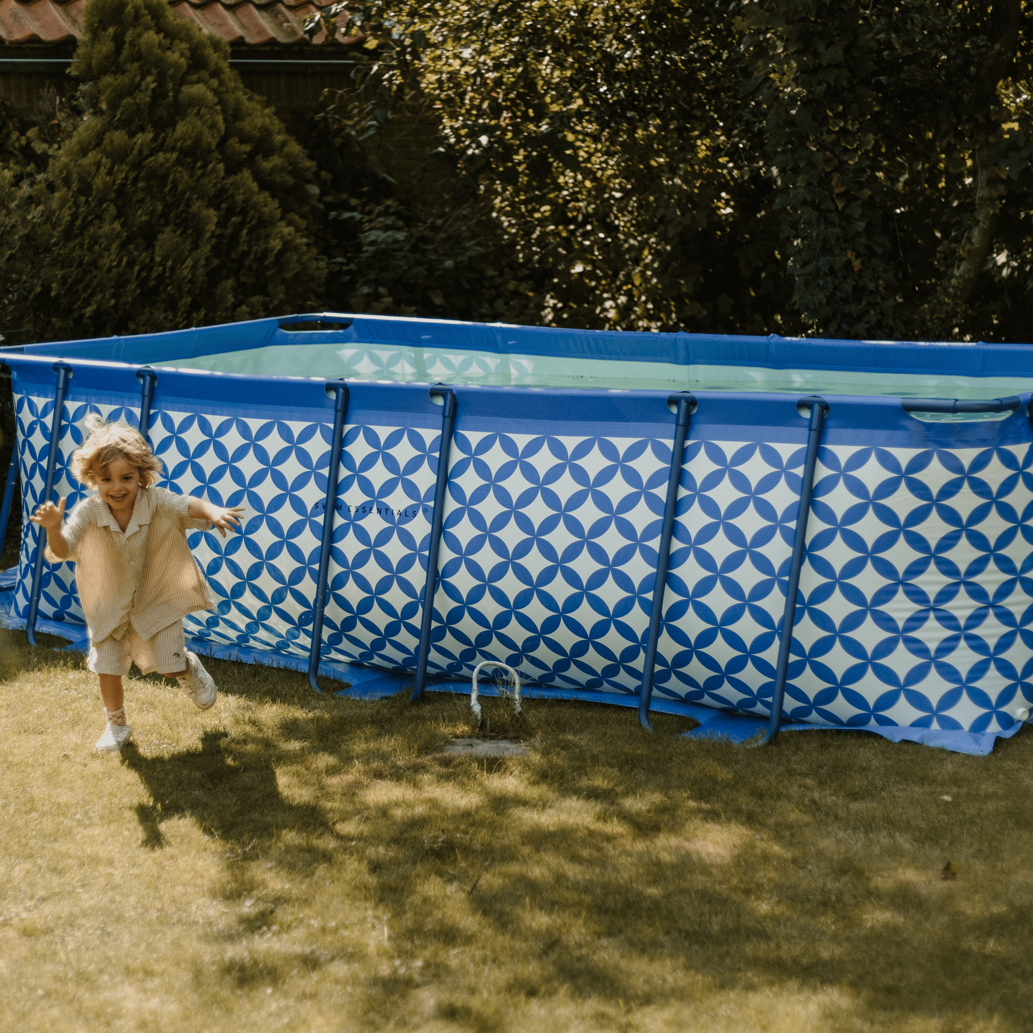 Opzetzwembad - Donkerblauw/Wit - Elegance - Met Filterpomp en Trap - 400 x 200 x 100 cm