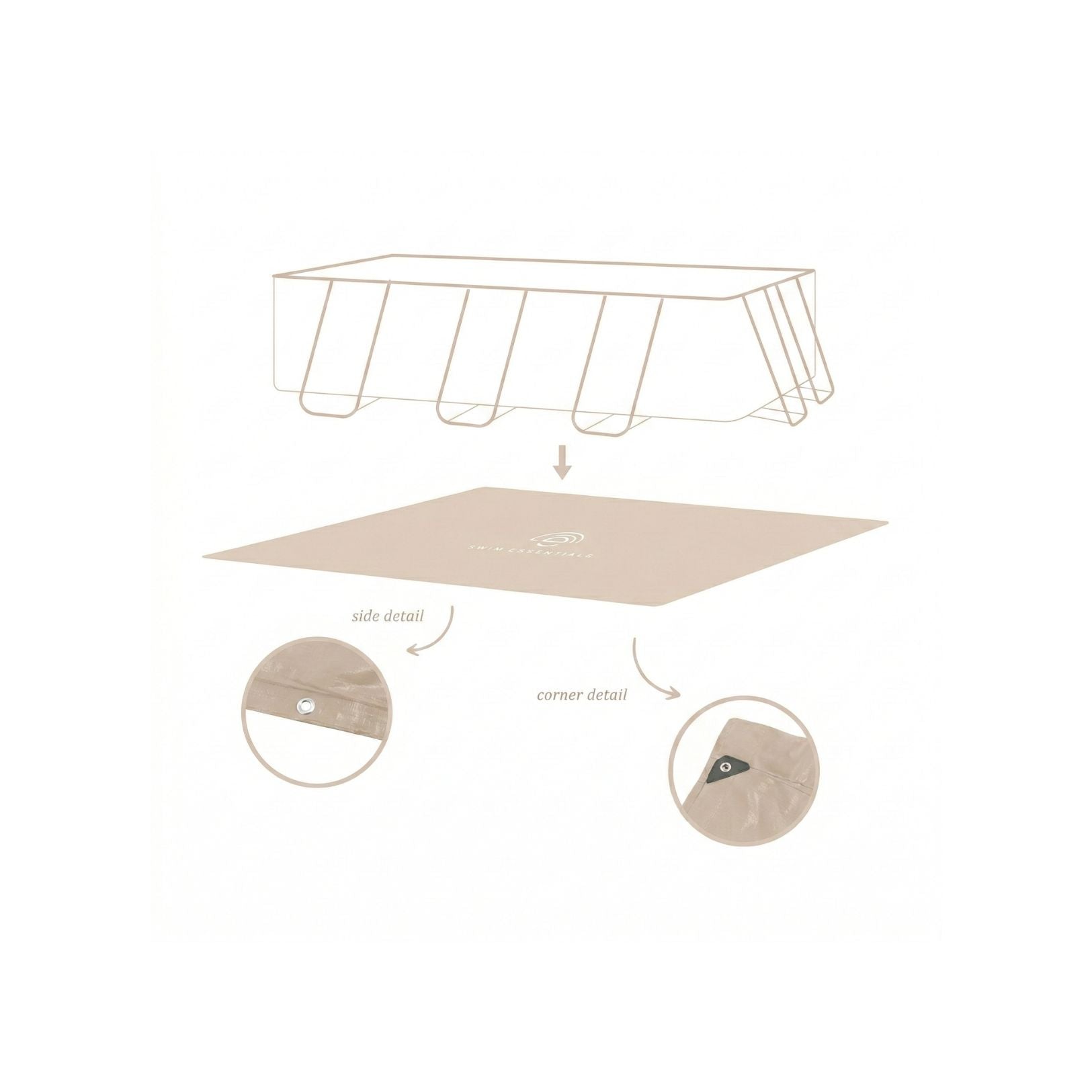 Grondzeil Voor Zwembad - Beige - Essence - 400 x 200 cm
