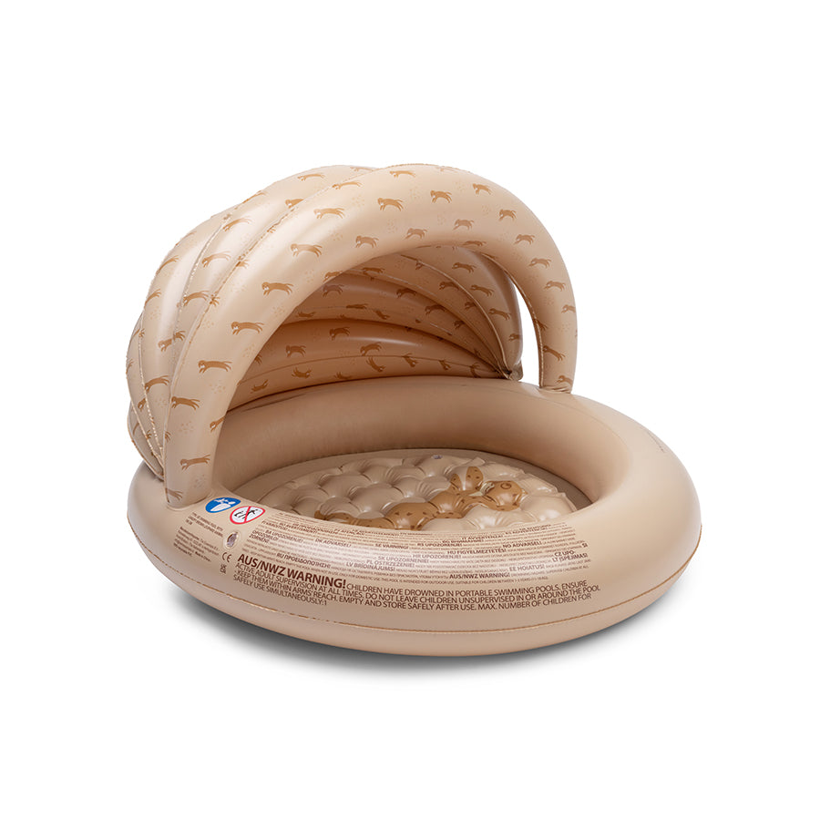 Kinderzwembad - Beige - Leopard - Ø 100 cm met Zonnescherm