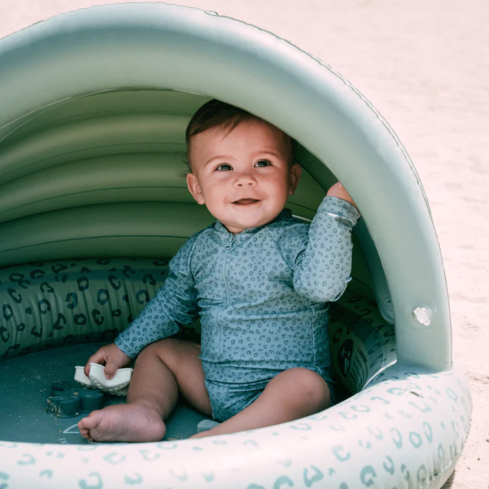 Kinderzwembad - Groen - Leopard - Ø 100 cm met Zonnescherm