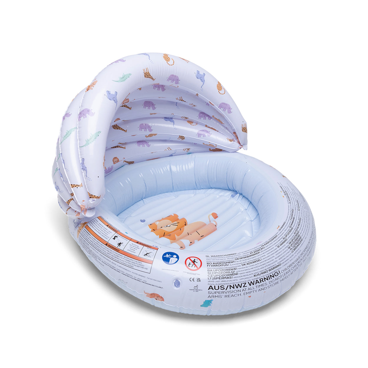 Kinderzwembad - Meerkleurig - Wild Life - Ø 100 cm Met Luifel