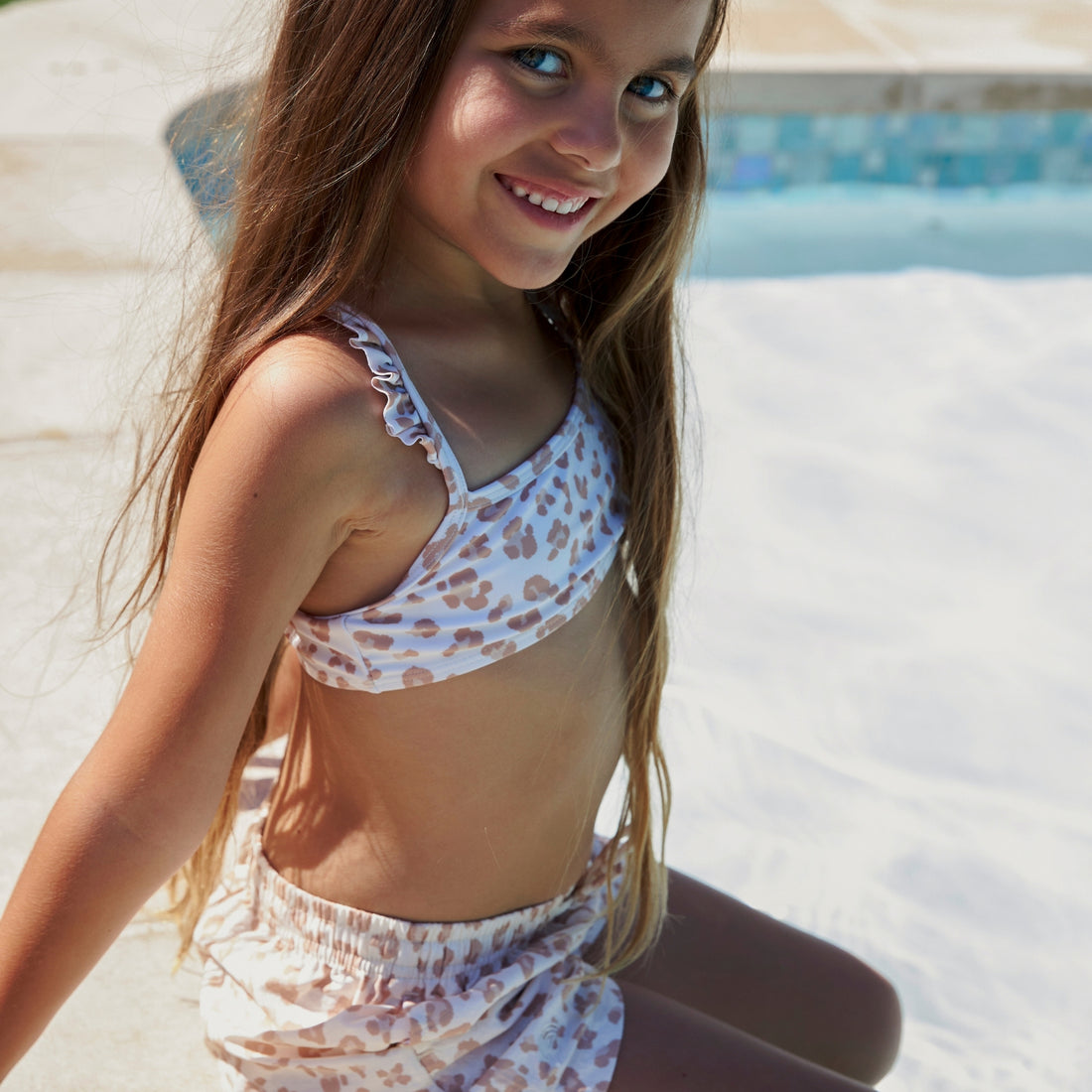 Leopard | Beige Meisjes UV Bikini