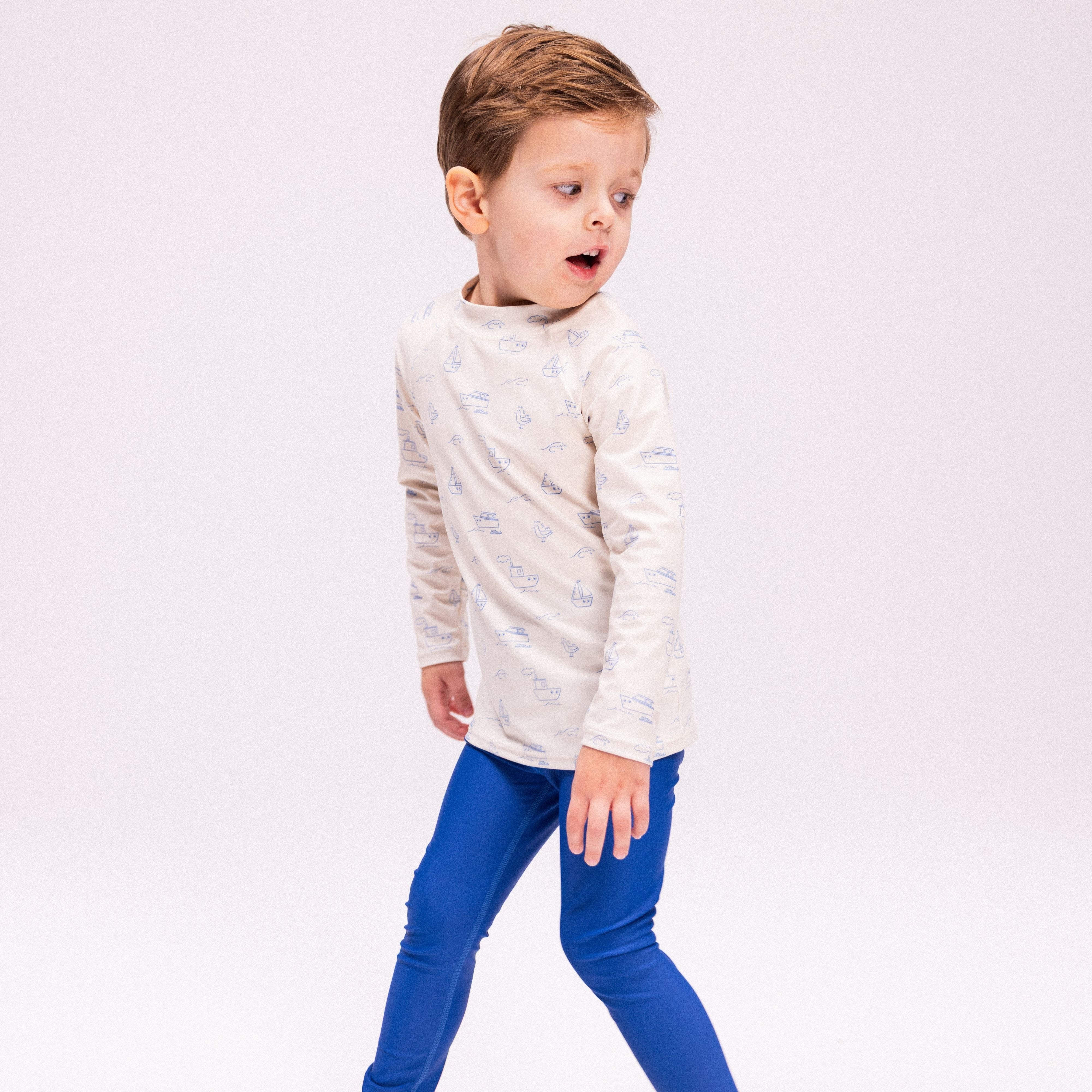 UV Zwemshirt Met Lange Mouwen - Beige/Blauw - Seas The Day