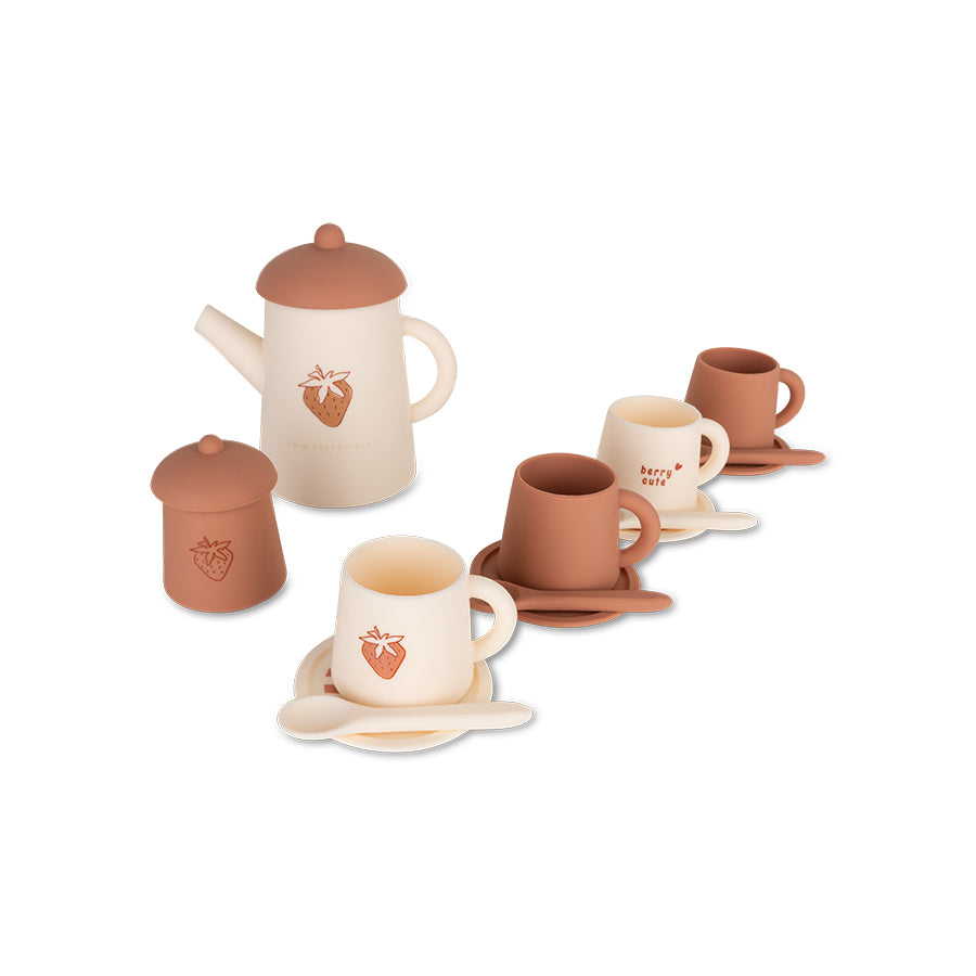 Siliconen Thee Speelset - Rood/Wit - Strawberry Fields
