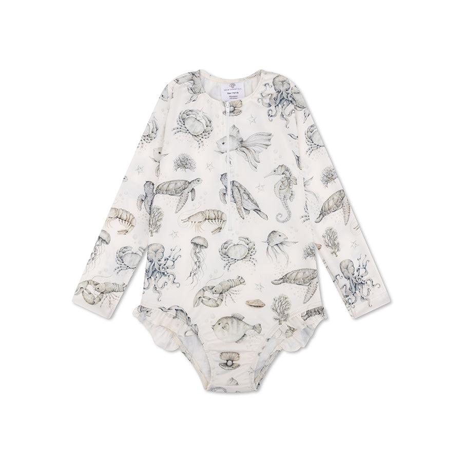 UV Badpak Meisjes Met Lange Mouwen - Groen/Wit - Sea Life