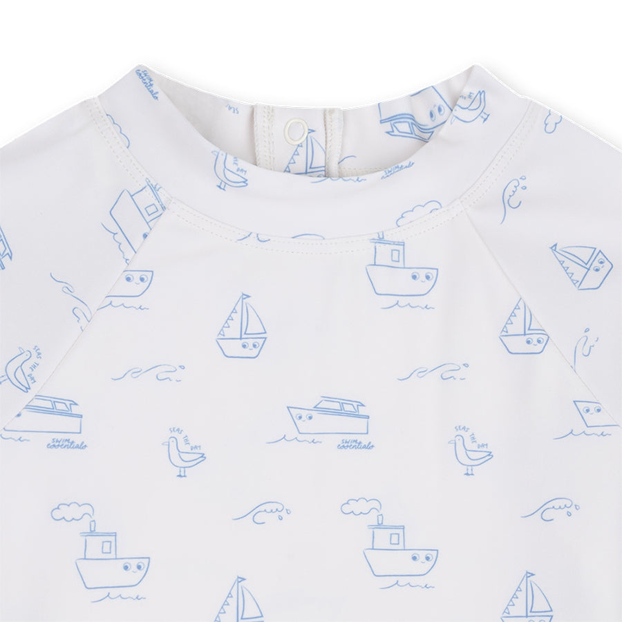UV Zwemshirt Met Lange Mouwen - Beige/Blauw - Seas The Day