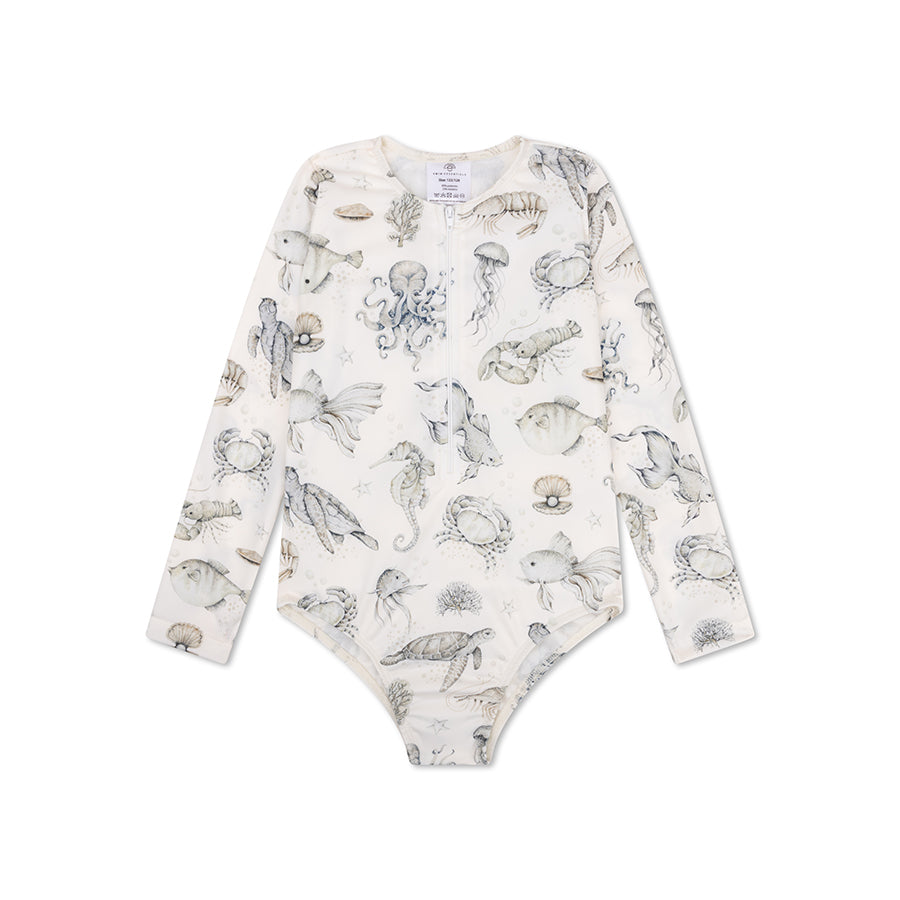 UV Badpak Meisjes Met Lange Mouwen - Groen/Wit - Sea Life