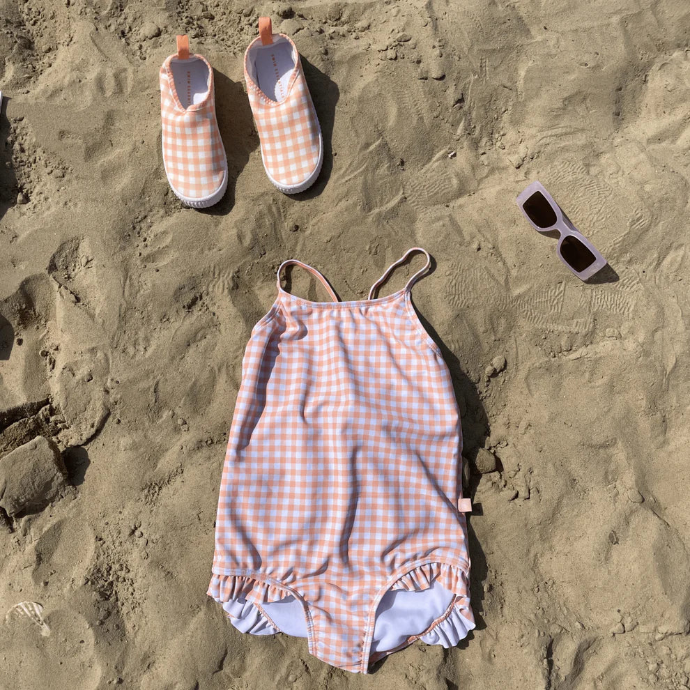 Badpak Meisjes - Oranje/Wit - Sunset Grid