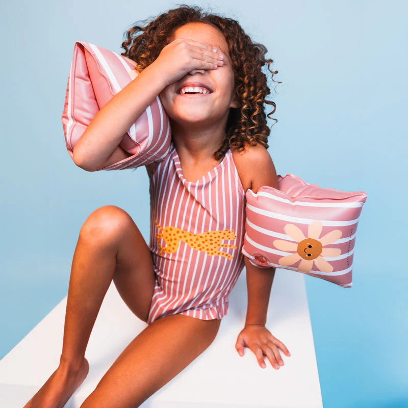 Badpak Meisjes - Rood/Wit Gestreept - Daisy Flower