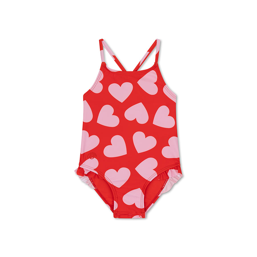 Badpak Meisjes - Rood - Hearts