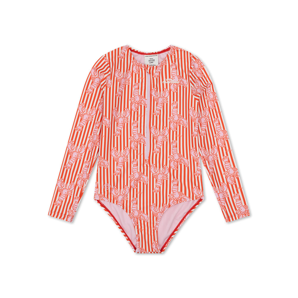 UV Badpak Meisjes Met Lange Mouwen - Rood - Lobster Bay