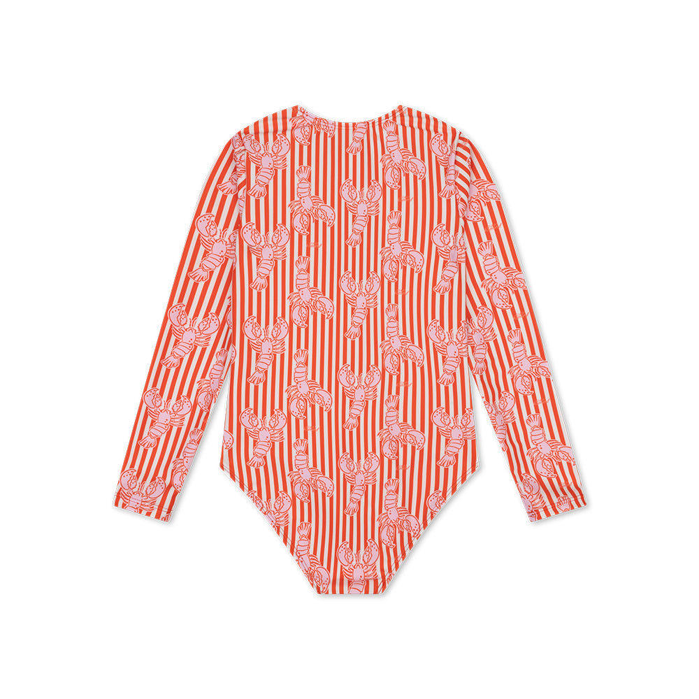 UV Badpak Meisjes Met Lange Mouwen - Rood - Lobster Bay