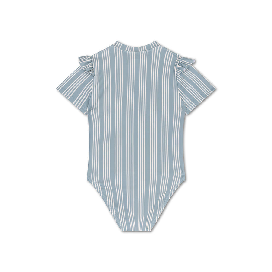 Badpak Meisjes Met Korte Mouwen - Groen/Wit - Resort Stripe