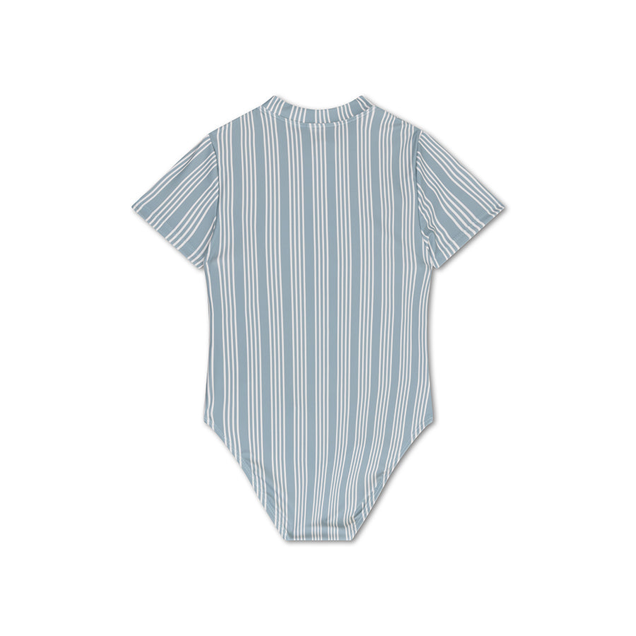 Badpak Meisjes Met Korte Mouwen - Groen/Wit - Resort Stripe