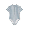 Badpak Meisjes Met Korte Mouwen - Groen/Wit - Resort Stripe